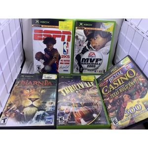 Lot Of 5 Games Original Xbox MVP Baseball ESPN 2K5 Narnia Thrillville Casino